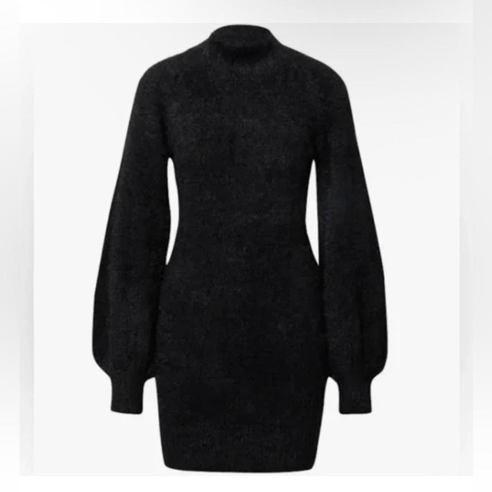 Bardot Bell Puff Sleeve Sweater Mini Dress In Black Sz Medium NWOT/NEW